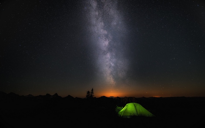 Tent under the Milky Way galaxy