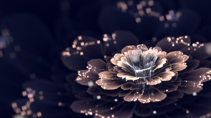 Fractal flower with glowing particles