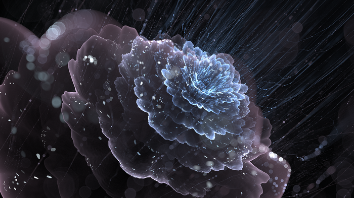 Abstract fractal flower with glowing blue center