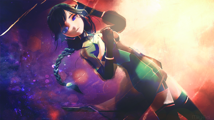 Alys from Vocaloid in a cosmic background