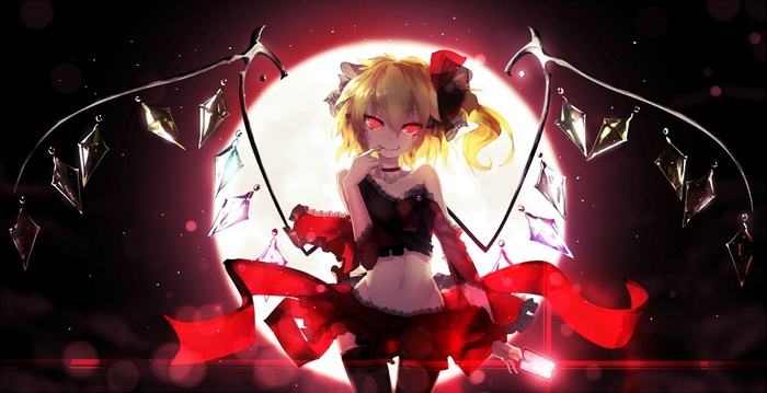 Flandre Scarlet with red ribbons and gems