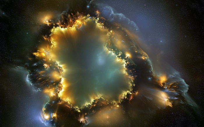 A colorful nebula in deep space