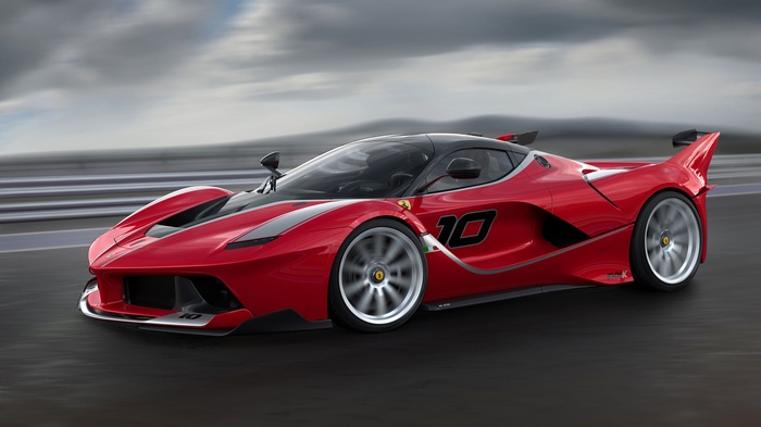 Red Ferrari FXX K race car on a track