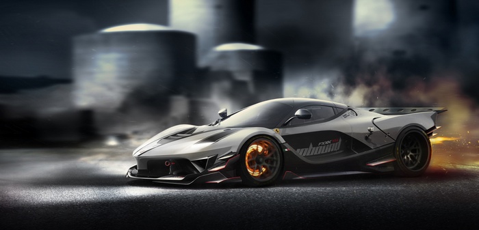 Ferrari FXXK with motion blur