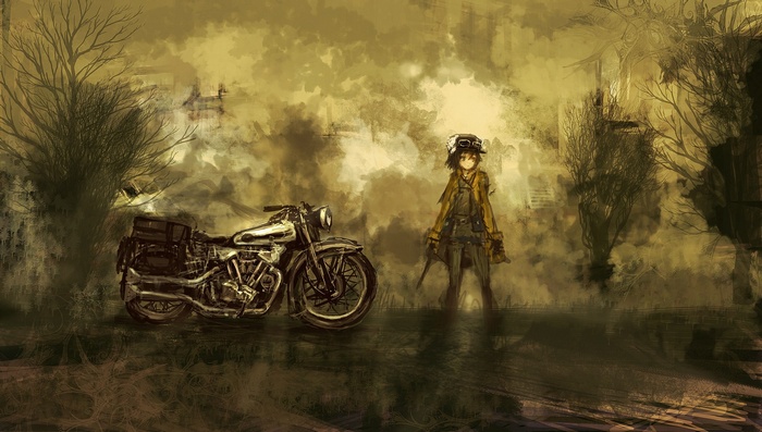 Kino's Journey anime motorcycle and traveler