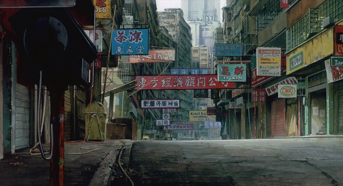 Ghost in the Shell street with signs