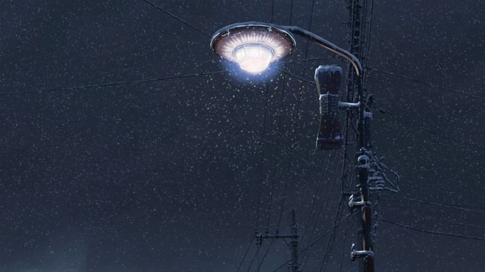 5 Centimeters Per Second anime street lamp at night