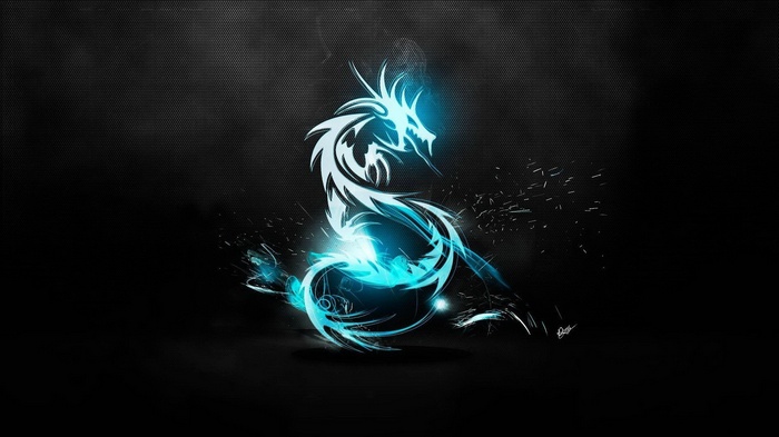 Blue glowing dragon artwork