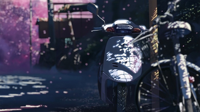 5 Centimeters Per Second Anime Scooter and Bicycle