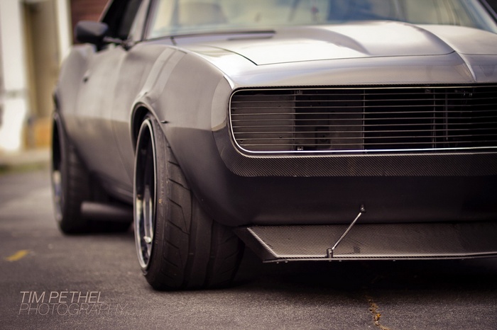 Chevrolet Camaro front view with carbon fiber accents