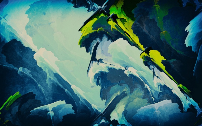 Abstract fractal art with blue and green colors