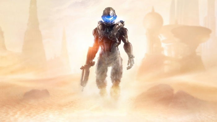 Halo 5 Artwork of Spartan Locke in a Desert