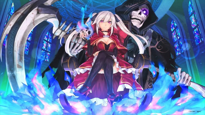 Anime girl and Grim Reaper with scythe