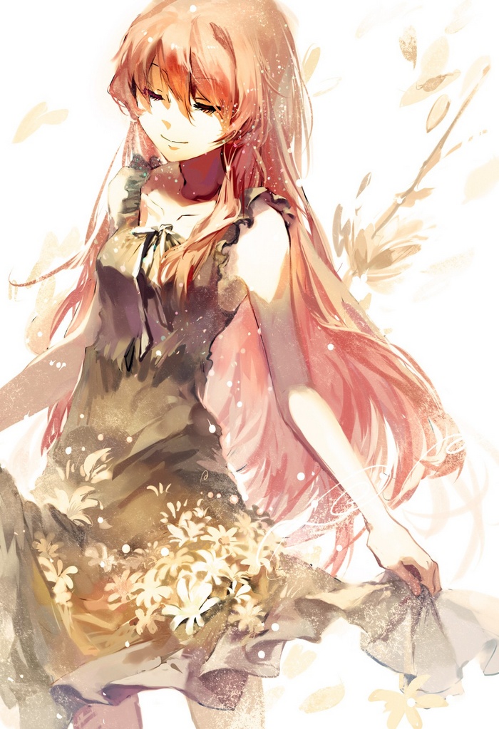 Megurine Luka in a floral black dress