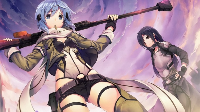 Asada Shino and Kirigaya Kazuto from Sword Art Online
