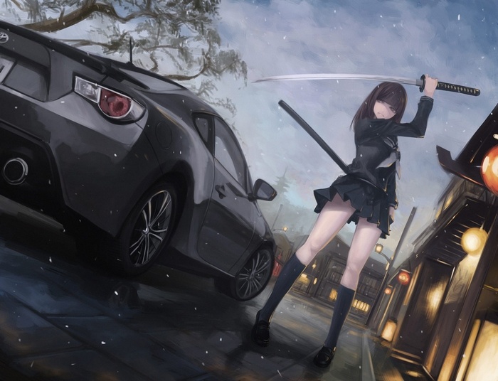 anime girls, GT86, Toyota GT86, car