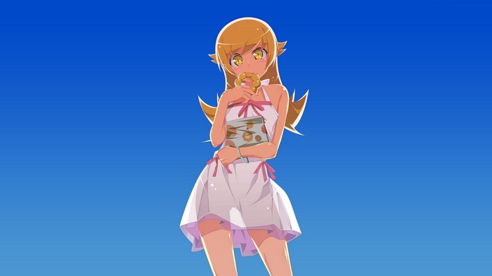 Oshino Shinobu eating a donut