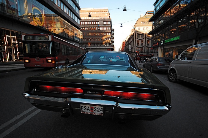 1969 Dodge Charger RT on a city street