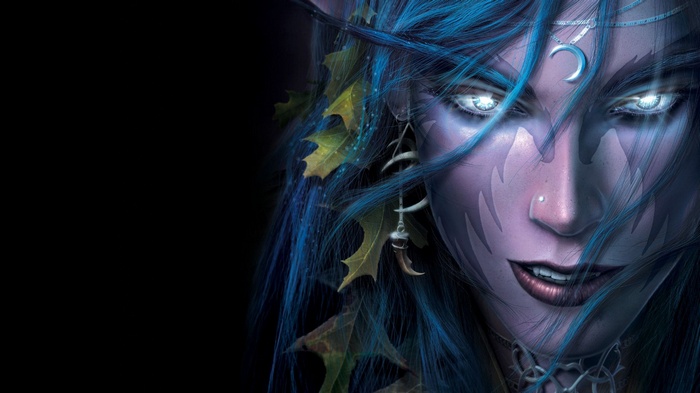 World of Warcraft fantasy girl with blue hair