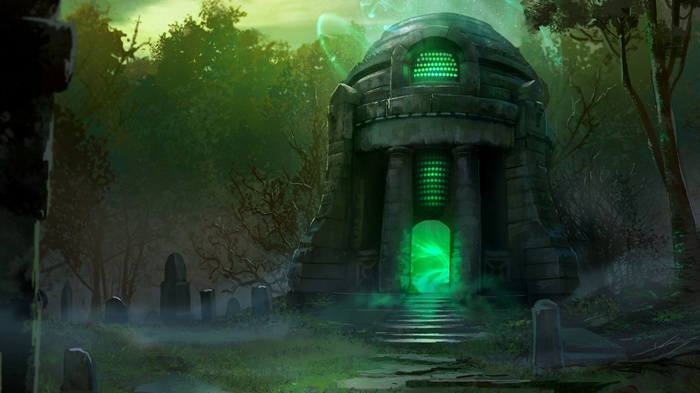 Fallen Enchantress: Legendary Heroes concept art of a tomb