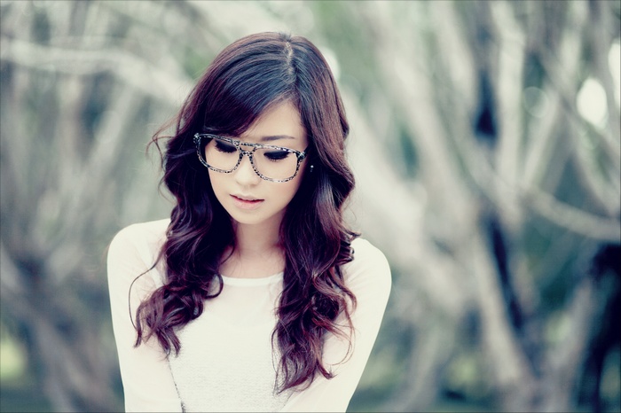 Asian woman with glasses portrait