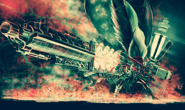 Reiuji Utsuho with Wings and Cannon