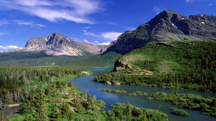 Montana Landscape with River and Mountains