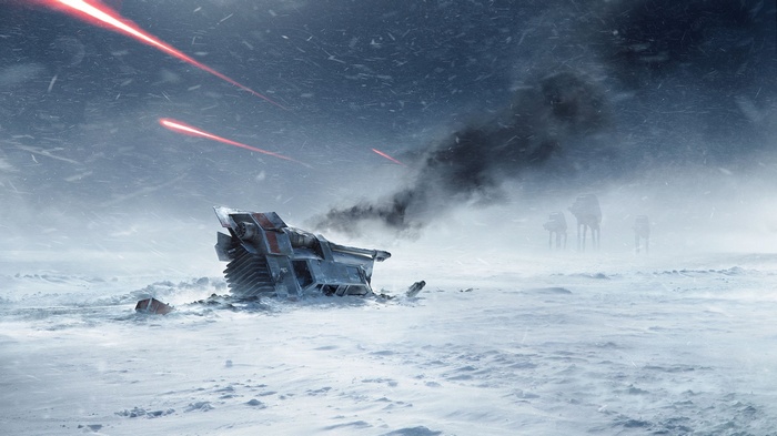Star Wars Battlefront T-47 Airspeeder and AT-ATs in Snow