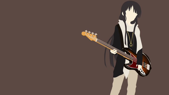 Akiyama Mio from K-ON! playing a bass guitar
