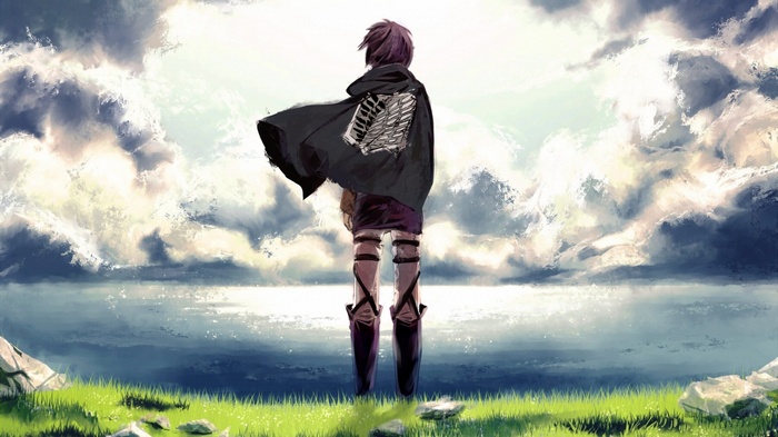Shingeki no Kyojin character standing by the sea