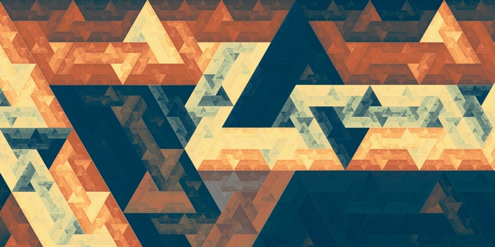 triangle, digital art, Apophysis, gold, abstract, fractal, Fibonacci sequence, hexagon