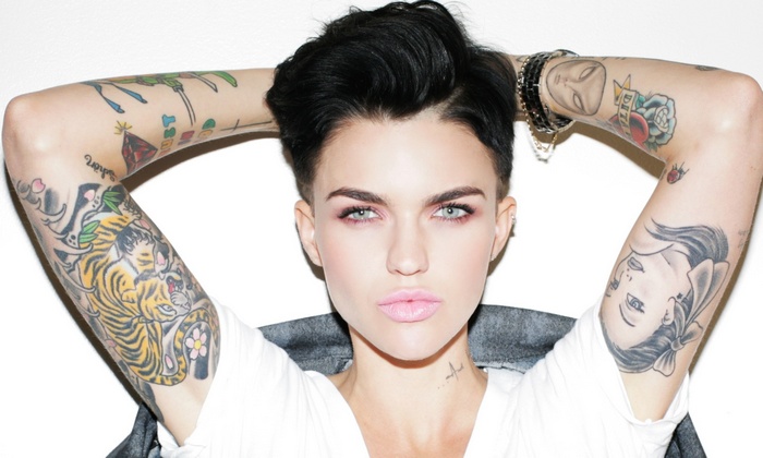 Ruby Rose with tattoos on her arms