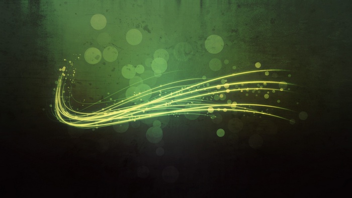 Abstract green and yellow light streaks