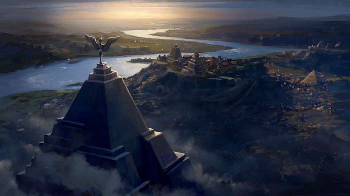 Meereen concept art with pyramid and statue