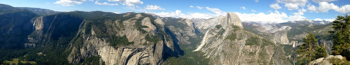 Yosemite National Park panoramic view with Half Dome