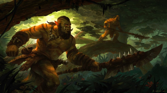 Two Orcs with weapons in a jungle