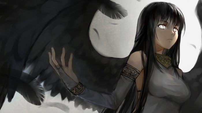 Morrigan from Mabinogi with black wings