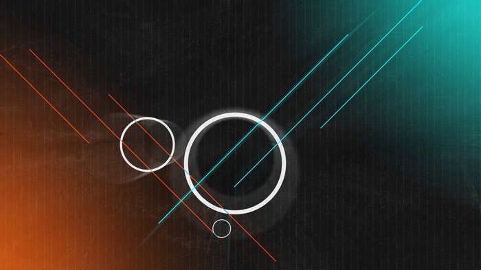 Abstract geometric design with orange and teal gradients