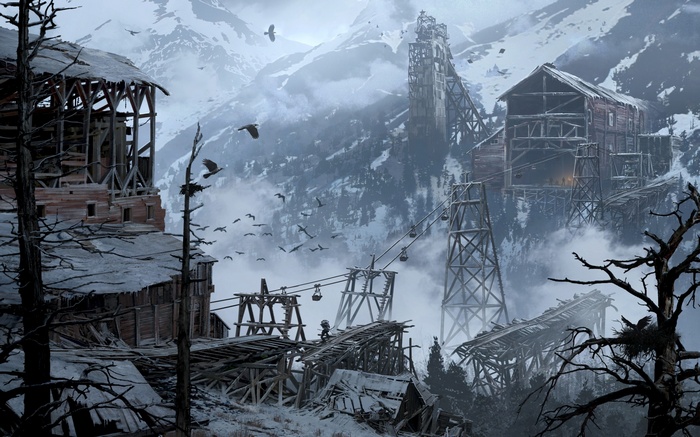 Rise of the Tomb Raider mining facility in mountains