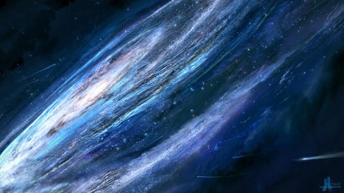 shooting stars, stars, digital art, JoeyJazz, space art, space, galaxy, artwork
