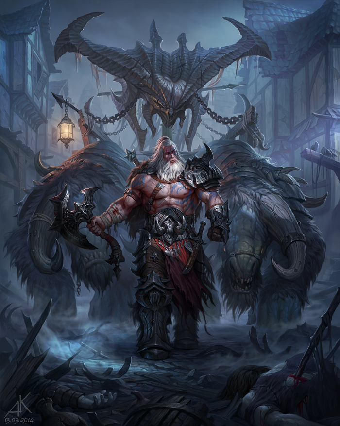 Diablo III Barbarian with monstrous beasts