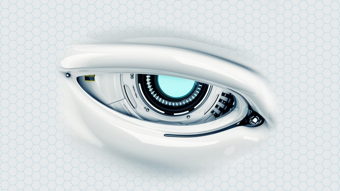 Digital art of a futuristic robotic eye