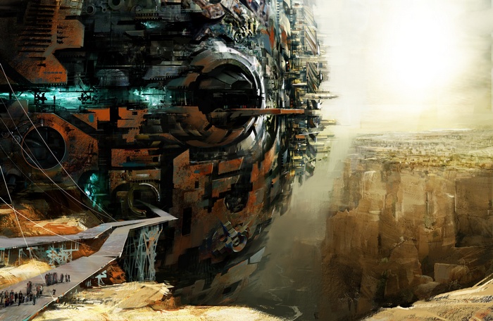 Guild Wars 2 concept art of a massive futuristic structure