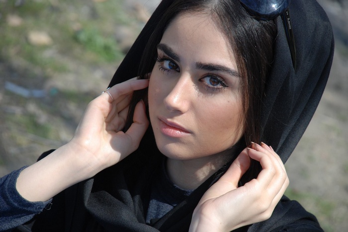 Haniyeh Gholami wearing a black hijab