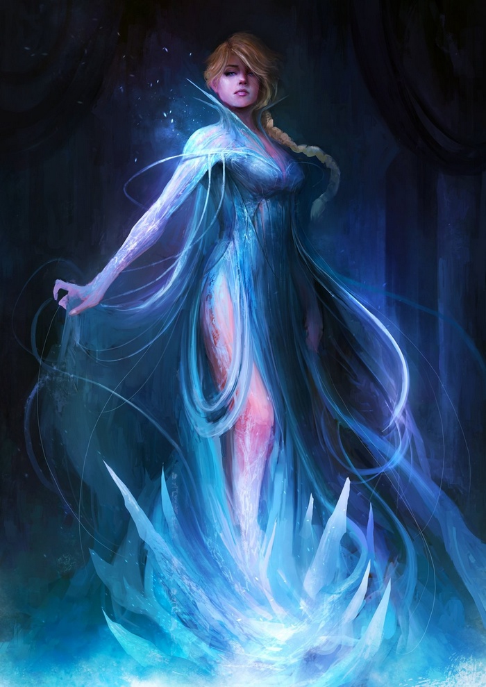 Princess Elsa from Frozen creating ice