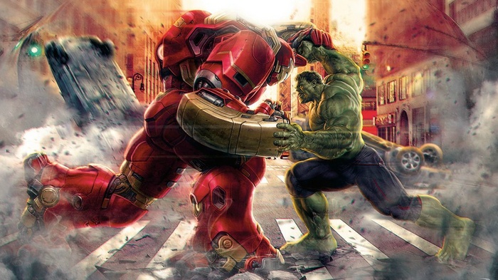 Hulk Fights Iron Man in Hulkbuster Armor