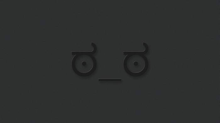 Emoticon with eyes and mouth on a gray background