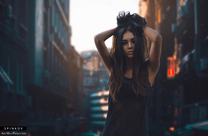 Diana Melison in a city at night