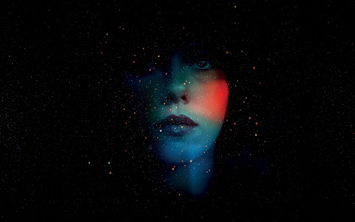 Scarlett Johansson in space with stars