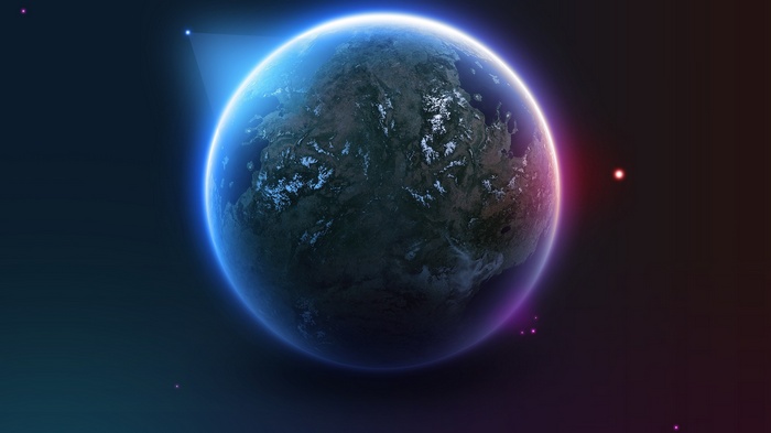 Digital art of a planet with a glowing atmosphere